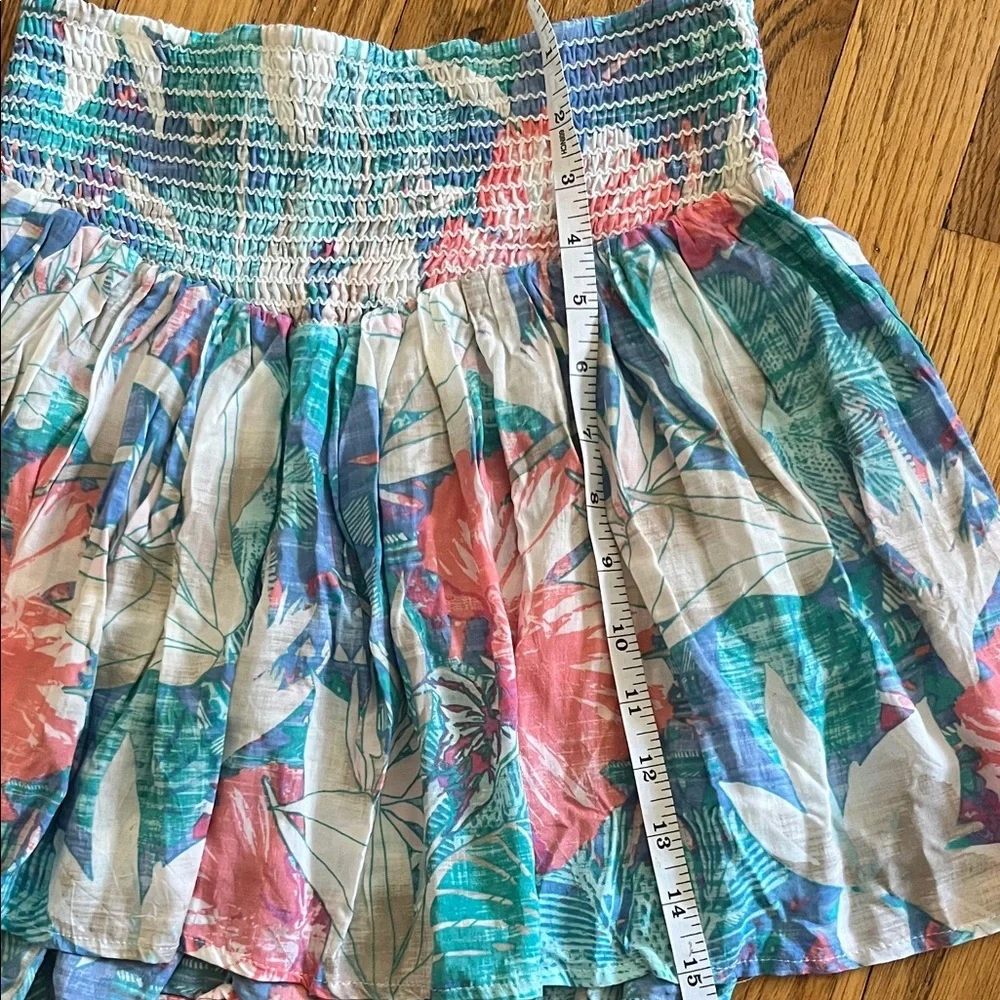 Aeropostale Pink & Blue Floral Smocked Mini Skirt